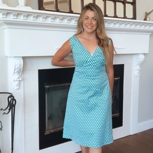 Worn once. Spense Aqua Polka Dot Fit & Flare Dress Sz 16